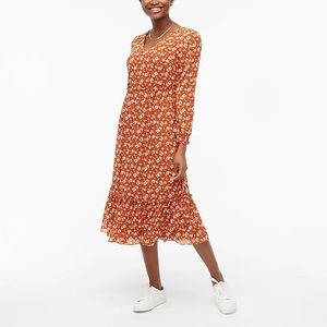 NWT J. Crew Crinkle MIDI Flounce Dress